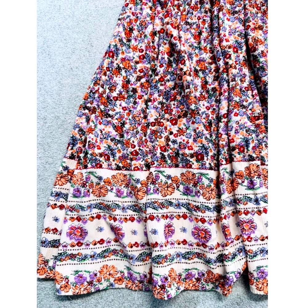 Angie Floral Mini Dress Womens M Multicolor Boho Flutter Sleeve V-Neck Smocked - Picture 5 of 9